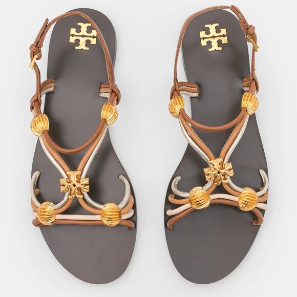 Tory Burch $328 NIB CAPRI MULTI STRAP SANDAL MOCHA / TOASTED BARK / GOLD Brown - Picture 3 of 12